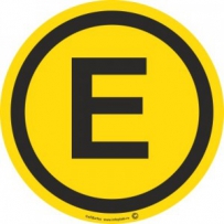 Наклейка желтая "E" 