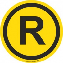 Наклейка желтая "R"